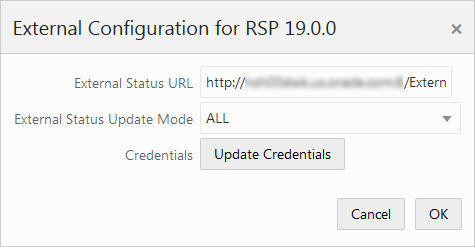 Edit External Configuration Window Edit External Configuration Window