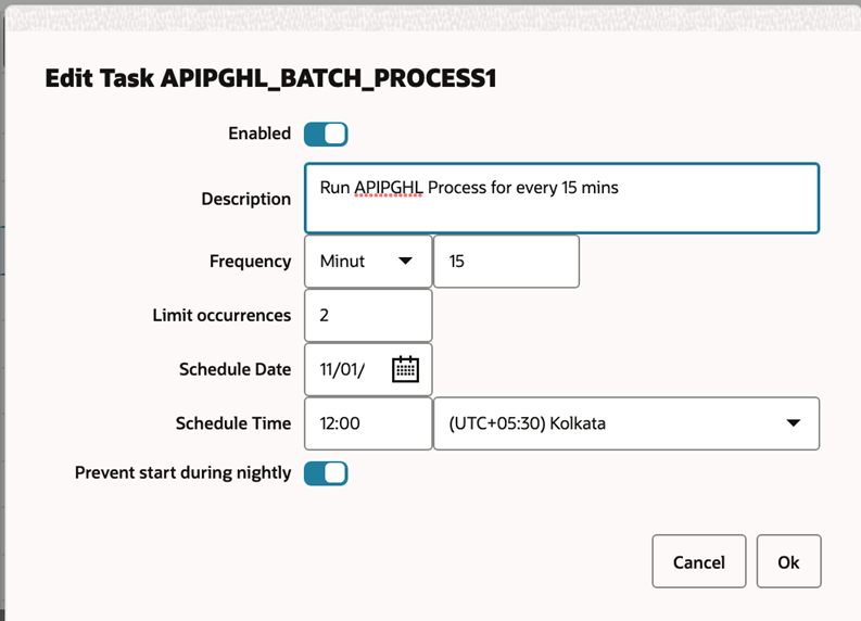 Edit Standalone Task Window Edit Standalone Task Window