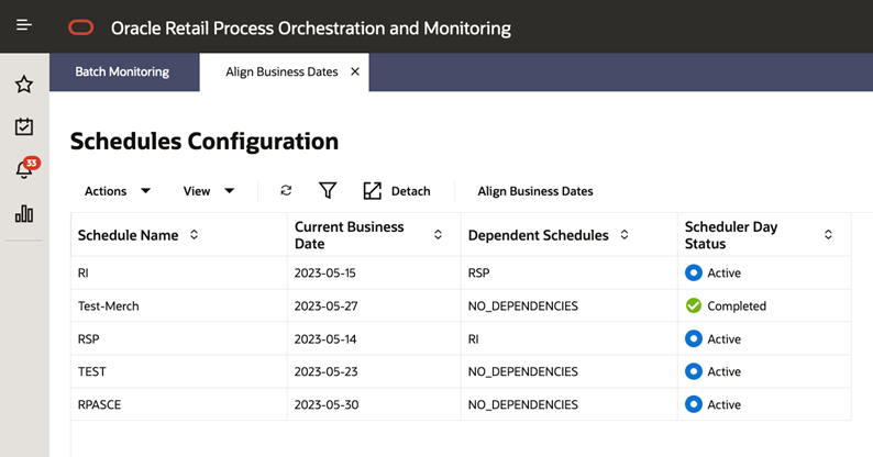 Align Business Dates Tab