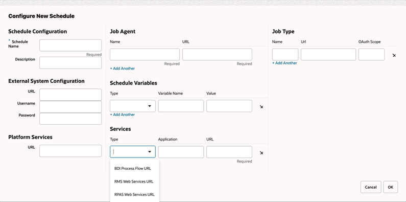 Configure New Schedule Window