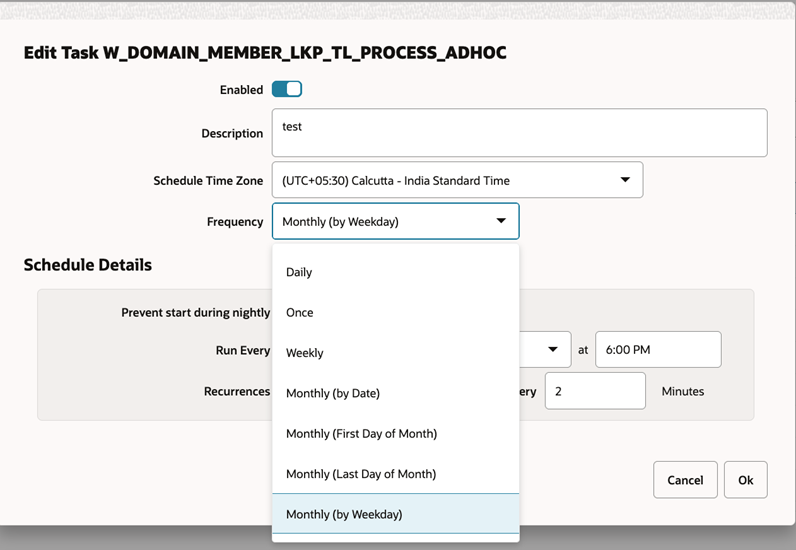 Edit Scheduler Task Window