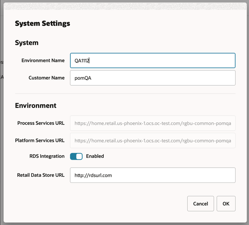 Edit System Settings Window