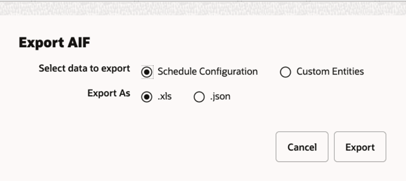 Export Schedule Configuration