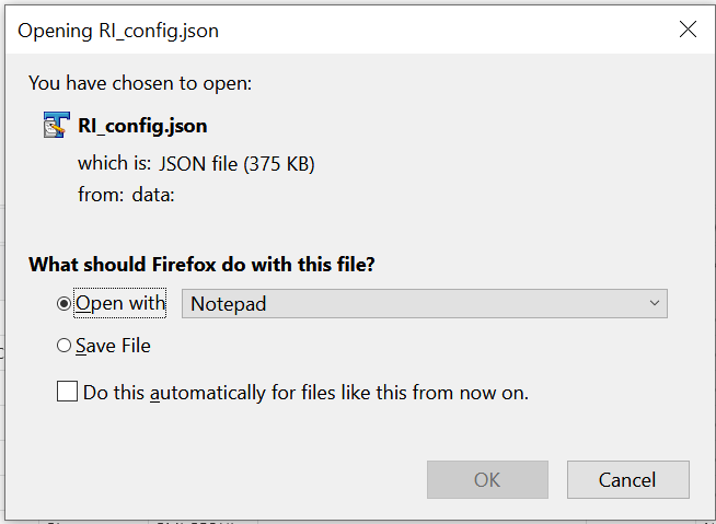 Export Configuration Dialog