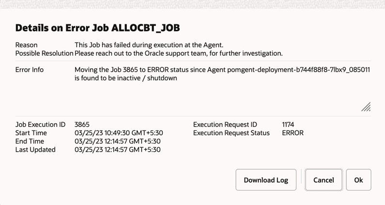 Job Status Details Window