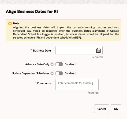 Align Business Date Window