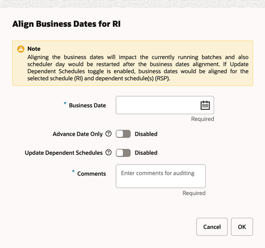 Align Business Dates Window