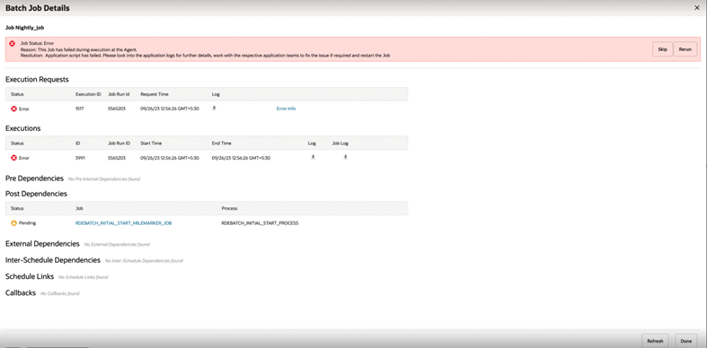 Batch Job Details with Status Information