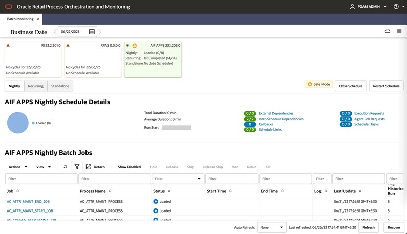 Batch Monitoring Screen