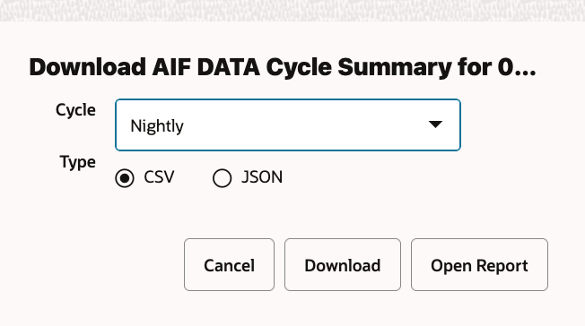 Download Cycle Summary Window