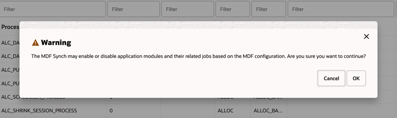 MDF Sync Warning Message