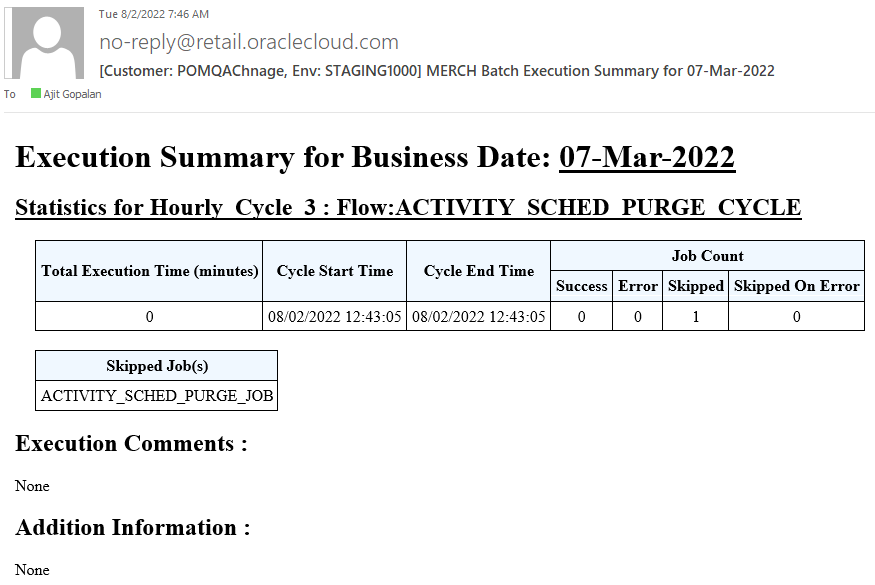 Example Hourly Flow Summary Email