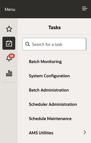 Tasks Menu Tasks Menu