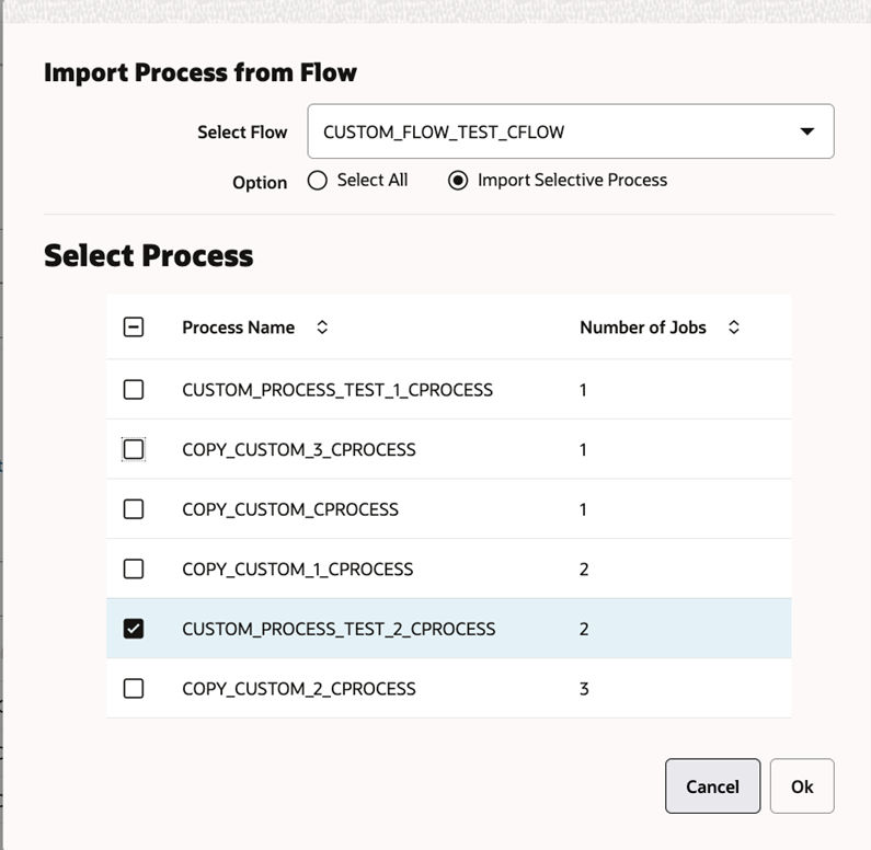 Import Selected Processes from an Existing Flow