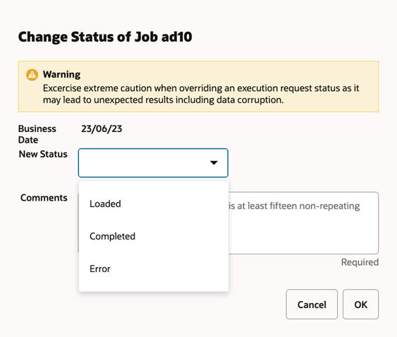 Change Status Popup Change Status Popup