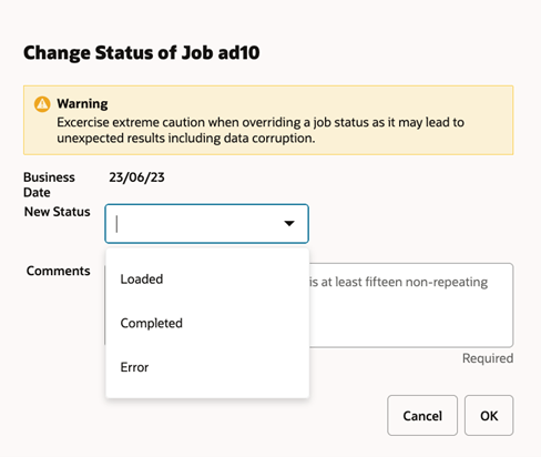 Change Status Popup Change Status Popup