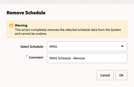 Remove Schedule Screen Remove Schedule Screen