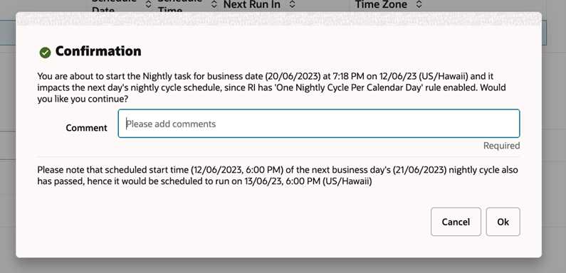 The scheduled time in the given time zone is past the current date The scheduled time in the given time zone is past the current date