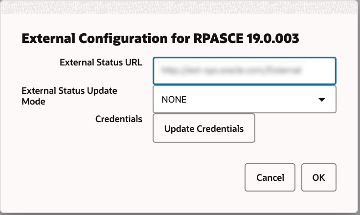 External Configuration Window