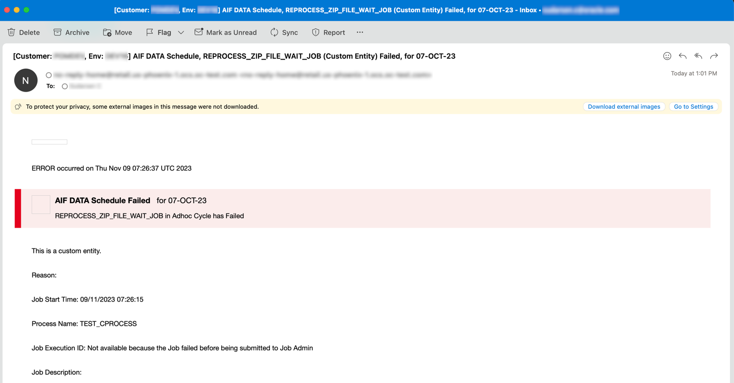 Example Email for Job Error Example Email for Job Error