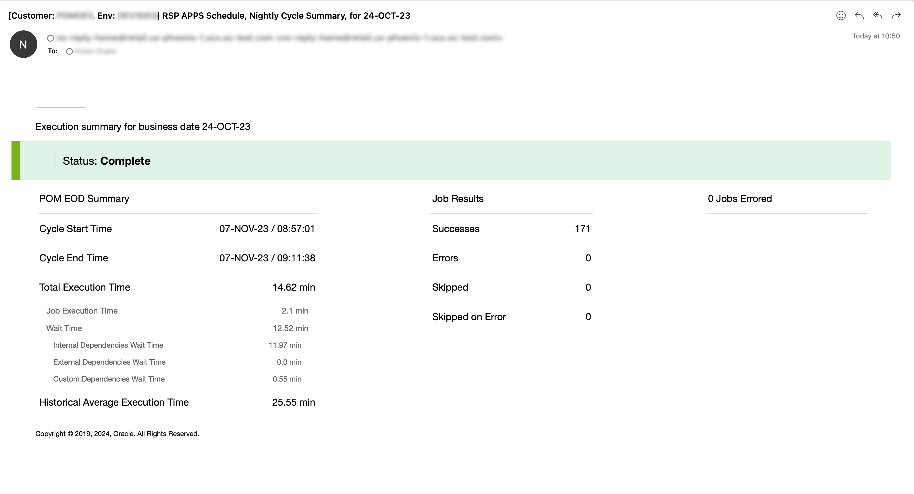 Example Nightly Summary Email Example Nightly Summary Email