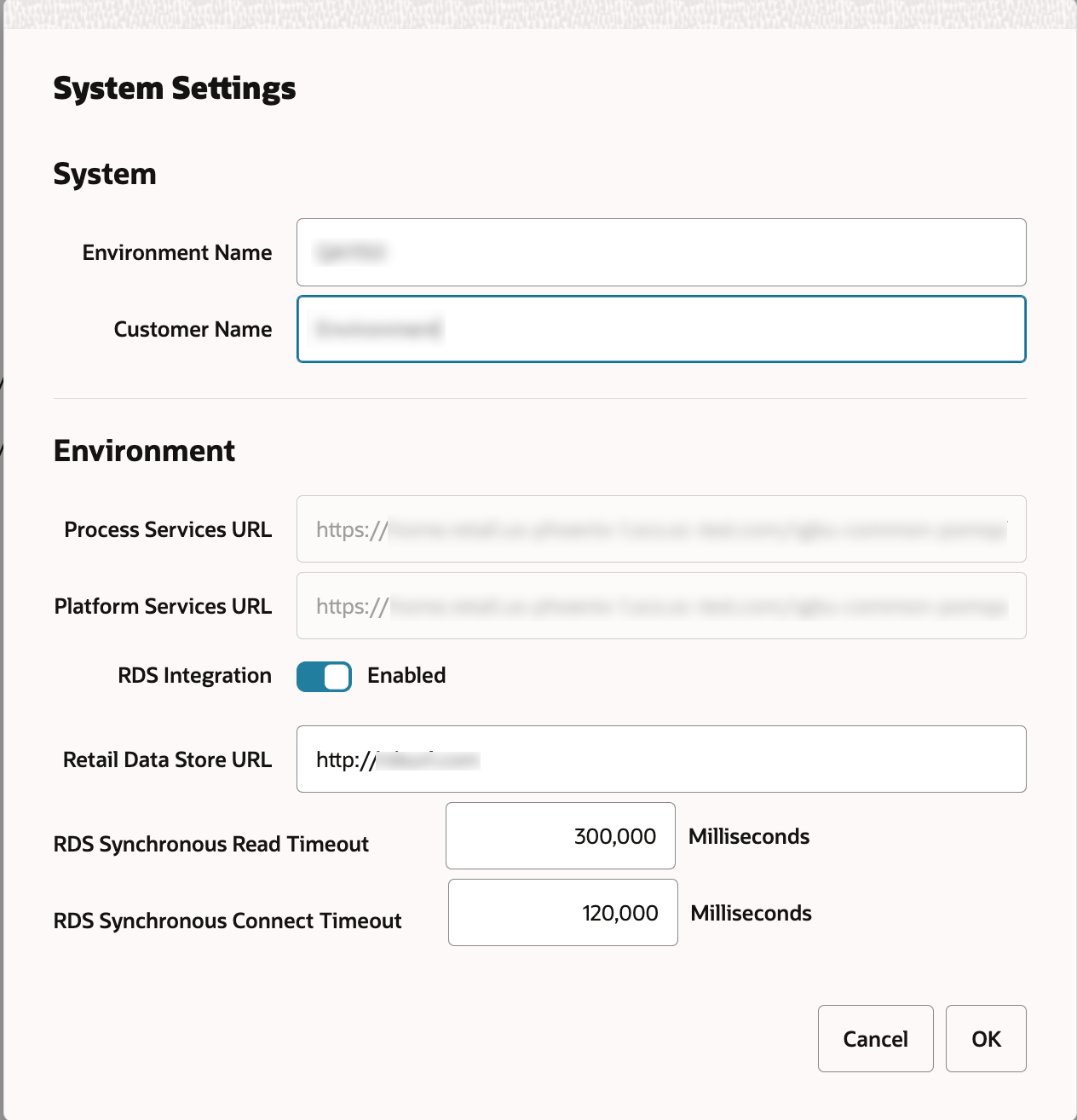 System Settings Window