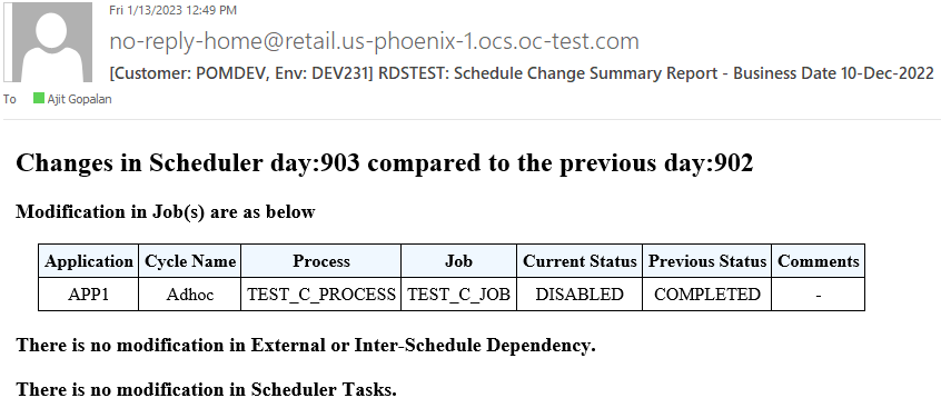 Sample Schedule Change Summary Email Sample Schedule Change Summary Email