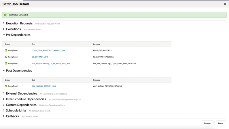 Batch Job Details – Continued