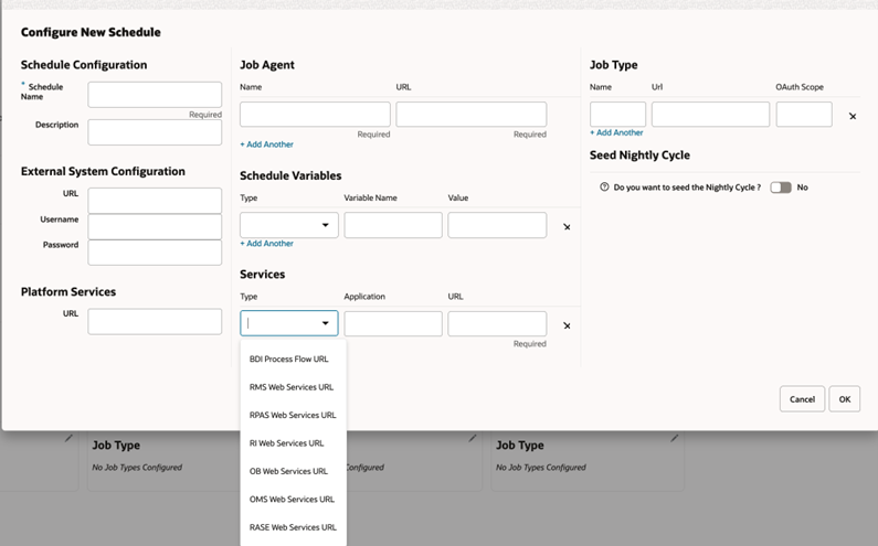 Configure New Schedule Window