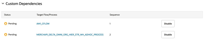 Custom Dependencies Screen
