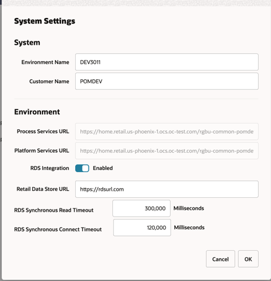 Edit System Settings Window