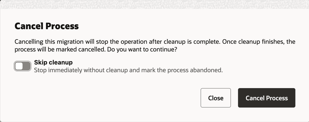 Active Migration - Cancel Process