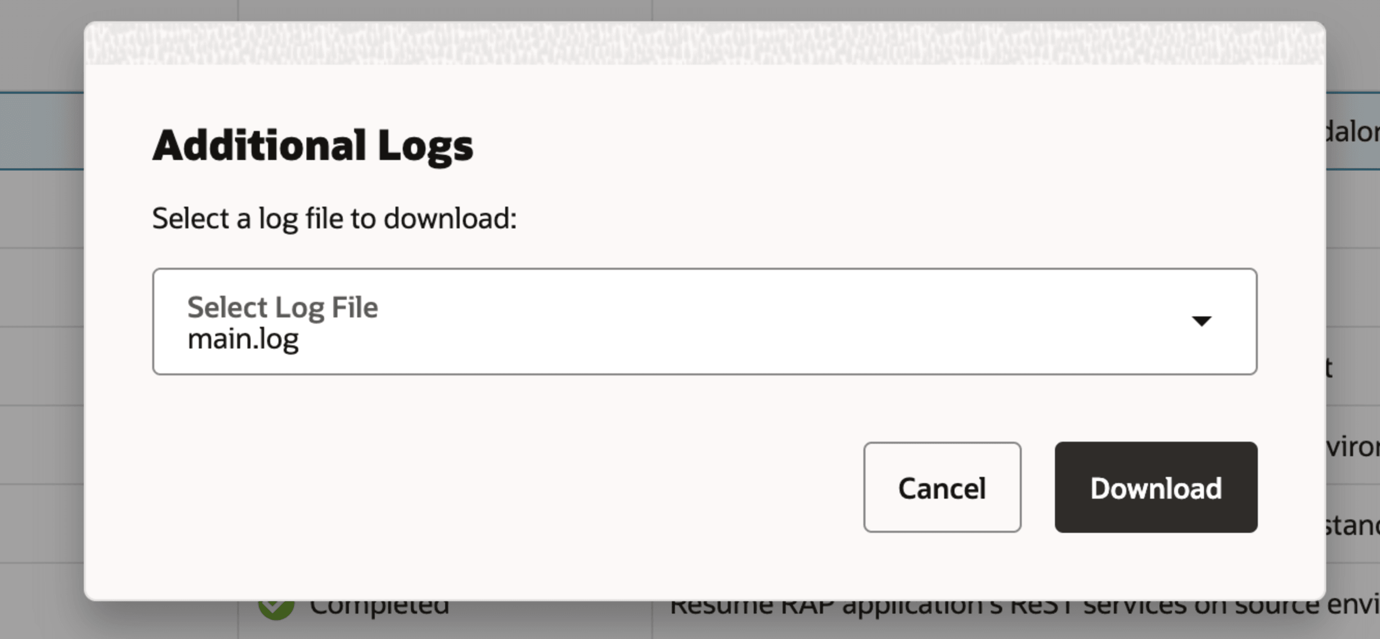 Additional Log - File Selection for Download Additional Log - File Selection for Download