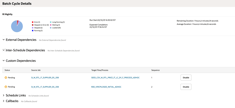 Batch Cycle Details Screen Batch Cycle Details Screen
