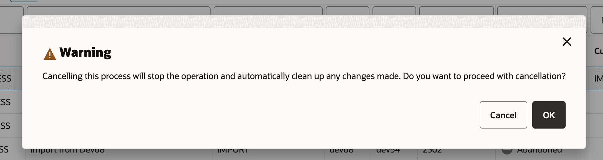 Cancel Process