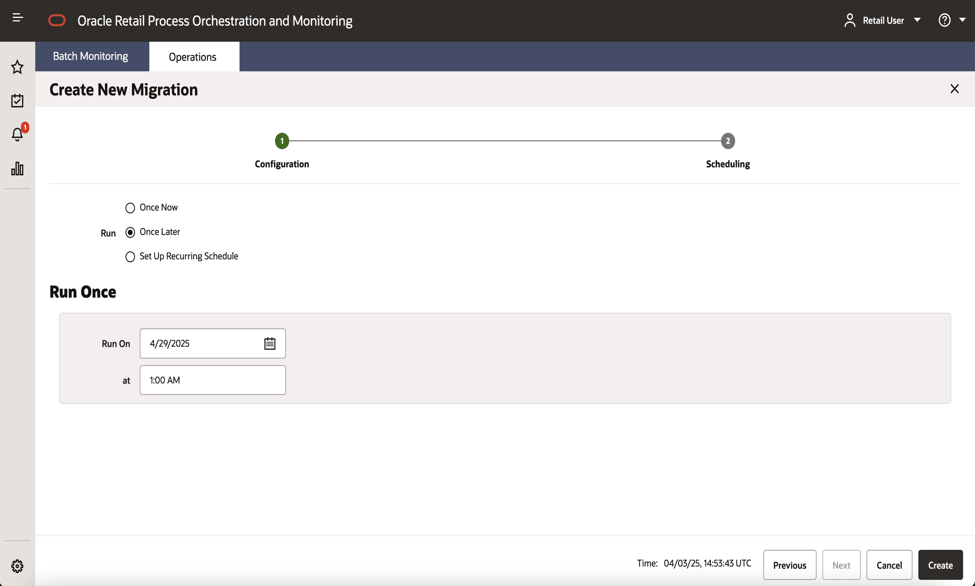 Create New Migration – Scheduling – Once Later Create New Migration – Scheduling – Once Later