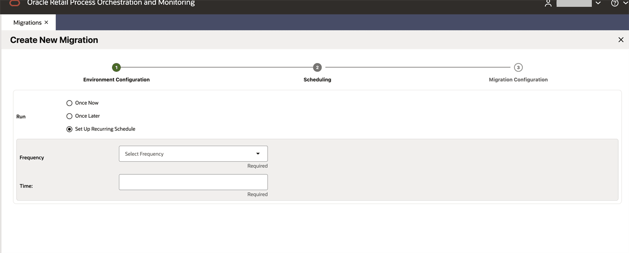 Create New Migration - Scheduling – Recurring