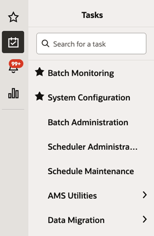 Tasks Menu Tasks Menu