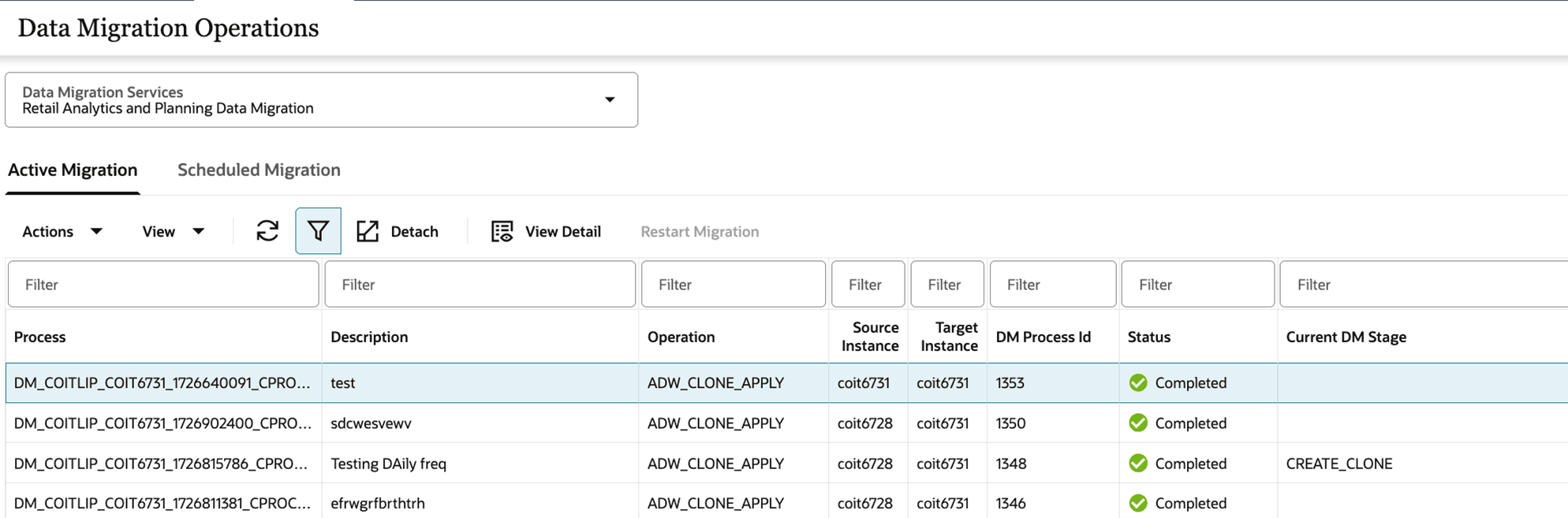 Detail of Data Migration Process After Restart – Moved to Completed Status Detail of Data Migration Process After Restart – Moved to Completed Status