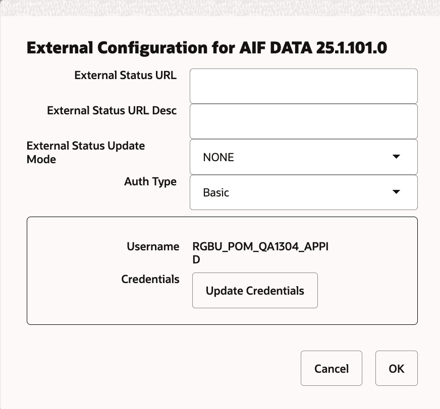 Edit External Configuration Window for Basic Auth Edit External Configuration Window for Basic Auth
