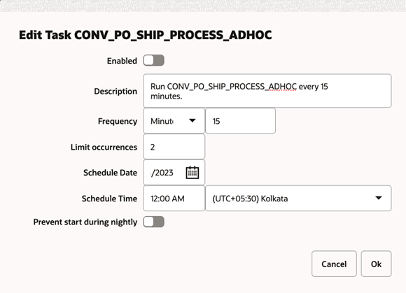 Edit Standalone Task Window Edit Standalone Task Window