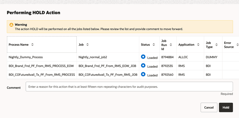 Multi-Select Job Comment Window Multi-Select Job Comment Window