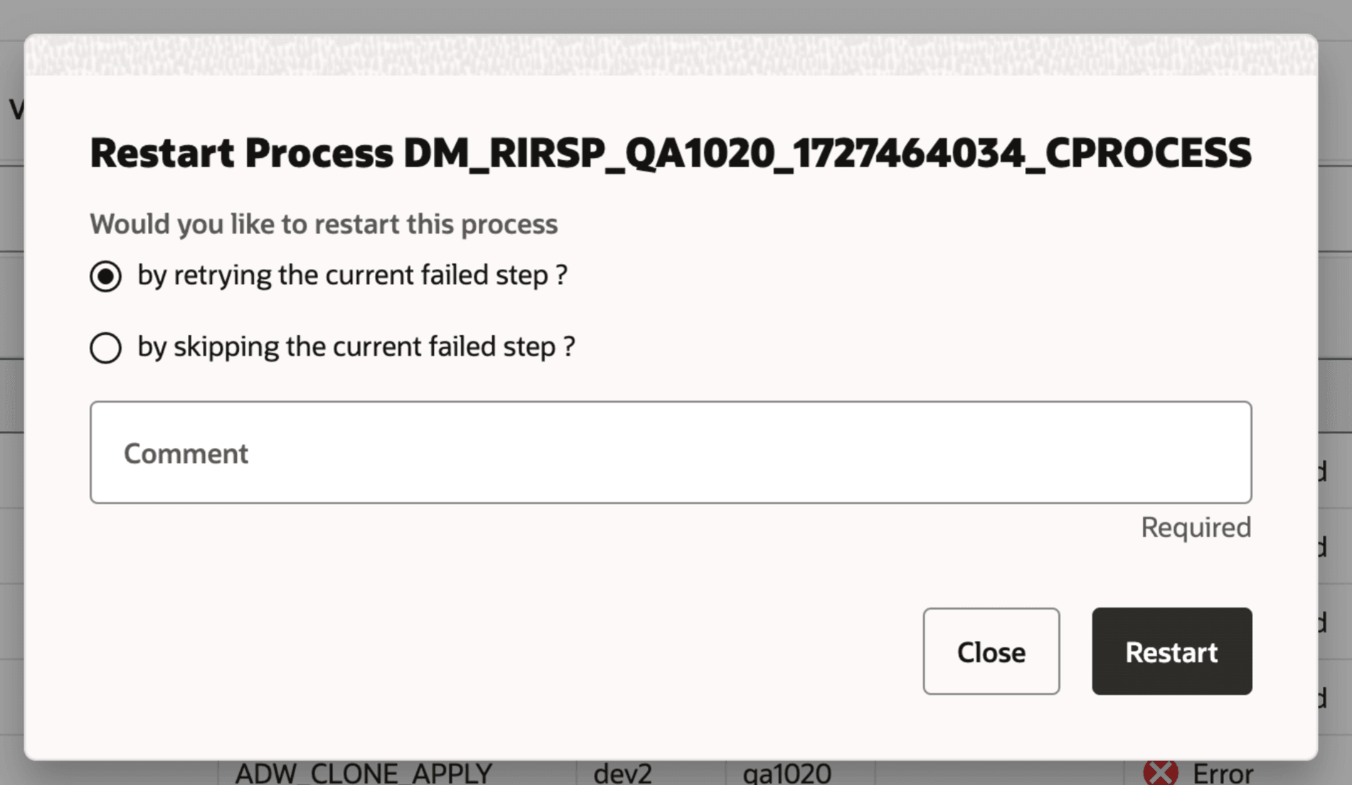 Restarting Data Migration Process - Failed Restarting Data Migration Process - Failed