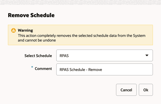 Remove Schedule Screen Remove Schedule Screen