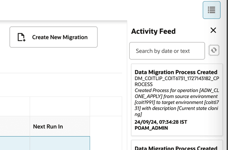 Scheduled Migration – Activity Feed Scheduled Migration – Activity Feed