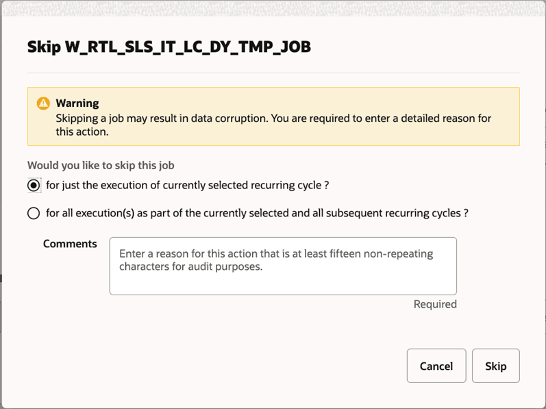 Skip Recurring Flow Window Skip Recurring Flow Window