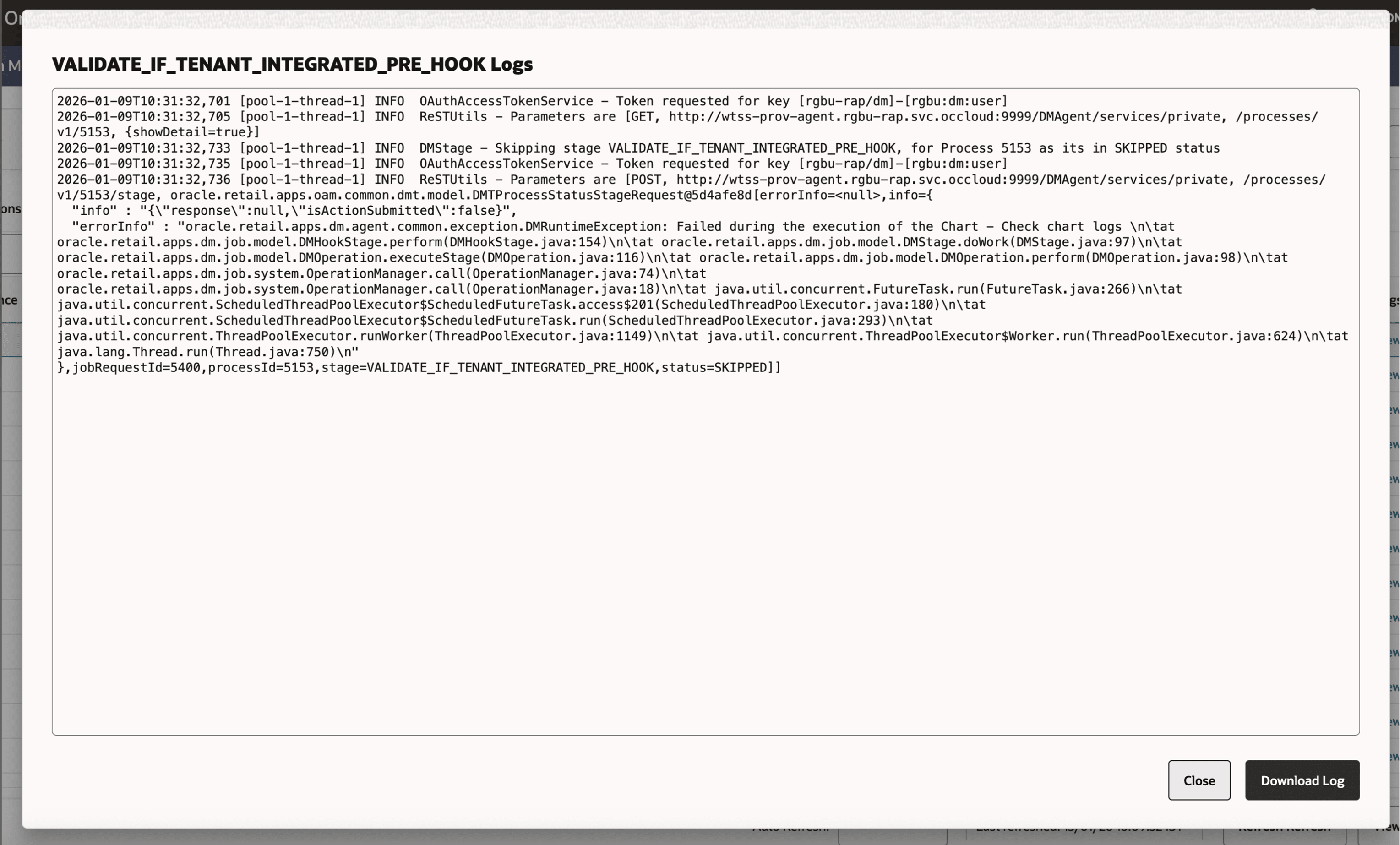 Stage Level Log Stage Level Log