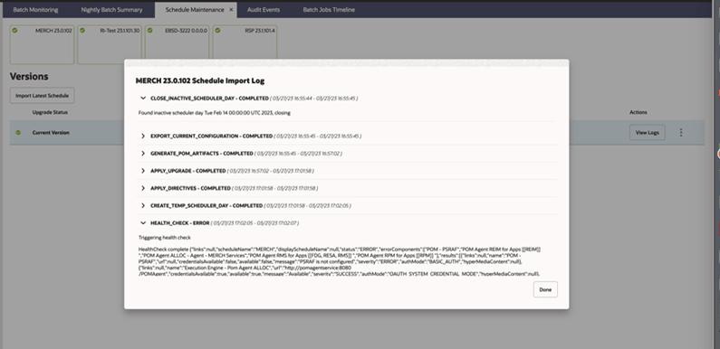 View Logs Screen
