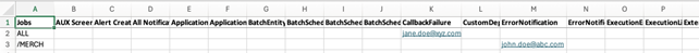 Notification tab in exported spreadsheet Notification tab in exported spreadsheet