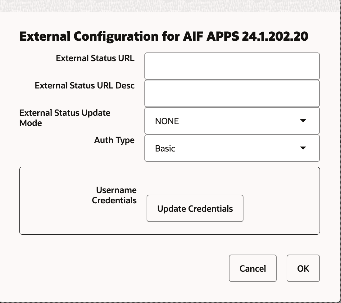 Basic External Configuration Window